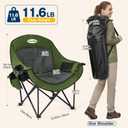 Coldbee Oversized Camping Chairs for Adults - Heavy Duty Padded Folding Lawn Chairs with Cup Holders & Cooler Bag, Comfy Outdoor Chair for Picnic, Beach, Fishing (Green)