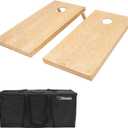 GoSports 4 ft x 2 ft Regulation Size Wooden Cornhole Boards Set with Natural Wood Stain Finish - Includes Carrying Case
