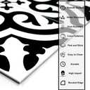 The Tiles Plaza Encaustic Peel and Stick Backsplash, Black and White Patterned Vintage Stick on Tiles, Stone Composite Self-Adhesive Wall Tile Sticker for Kitchen Bathroom Fireplace Stairs, 10 Sheets