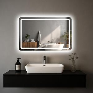 LED Bathroom Mirror, 36 x 24 Inch Anti-Fog Wall Mirror with Lights Stepless Dimmable, Lighted Bathroom Mirrors for Wall, Rectangle Bathroom Vanity Mirror with Front and Backlight, Horizontally Only