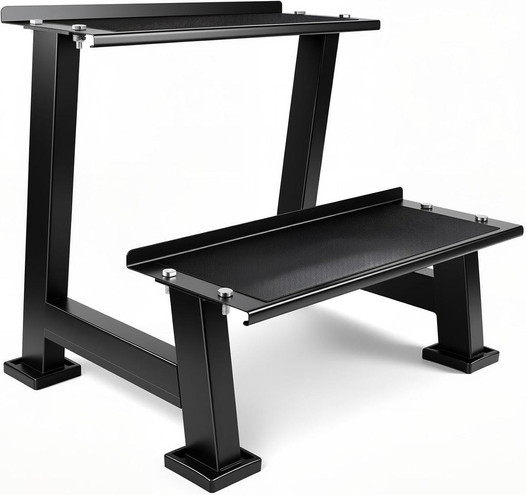 Kettlebell Storage Rack with Anti-Slip Pads, 2-Tier Weight Racks, Kettlebell Stand, Dumbbell and Kettlebell Rack for Home Gym Use