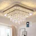 COCOSTAR Crystal Chandeliers, Modern Led Luxury Chandelier, 25" Suqare Flush Mount Chandelier Ceiling Light, Chandeliers for Dining Room, Living Room, Bedroom