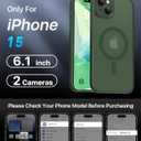 Magnetic for iPhone 15 Case,Upgraded [Full Camera Protection][Compatible with Magsafe][Military Grade Drop Protection] Shockproof Slim Translucent Matte Phone Case for iPhone 15,Forest Green