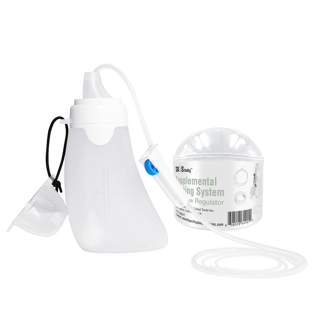 DAUS User-Activated Supplemental Feeding System (SNS) with Flow Regulator and Reusable Milk Storage Bag, 4 oz / 120 ml Capacity, Patent Pending (SNS System 1Pk)
