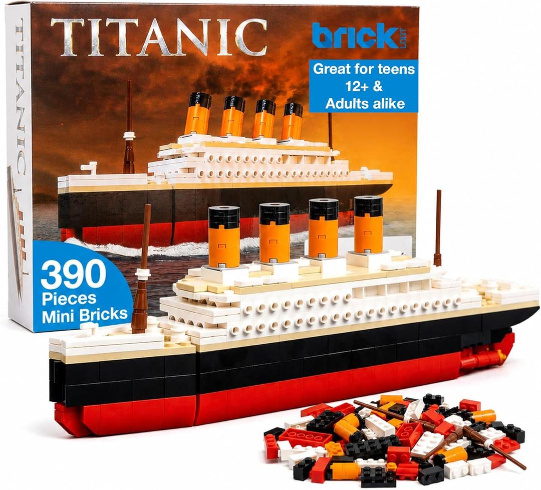 Brick Loot Titanic Building Set 390-Piece LEGO Compatible Ship Model Kit for Adults & Kids, DIY Mini Bricks 3D Puzzle STEM Toy, Collectible Display, Gift for Ship Lovers (Large)