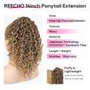 REECHO Ponytail Extension, Curly Claw Clip Ponytail Hair Extension Synthetic Clip in Pony Tails Cheer Ponytail Hair Piece for Dance Sports Daily, Dark Ash Blonde with Golden Ends