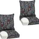 Arden Outdoor Foam Deep Seat Cushion Set (2-Pack), 24x24, Premium High-Density Foam, Never Flattens, Weather-Proof for Patio Chair Sofa Couch, Navy Palmira Paisley