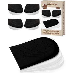 2 Pairs 3 Layer Corrective Insoles for Supination Overpronation Correction, Adhesive Lateral Heel Wedge Inserts for Bow Legs, Knee Pain, Foot Alignment (S: W 4-6.5, M 5-6.5, Black)