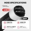 EVIL ENERGY Conductive 6AN PTFE Fuel Line Hose, Antistatic E85 Compatible PTFE Fuel Hose 20FT, AN6 Nylon Braided Hose with 5/16" ID