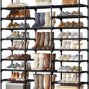 SUOERNUO Shoe Rack Storage Organizer Holds 50-55 Pairs Tall Shelf for Shoes Metal Freestanding Closet Black 9-Tier Non-Woven Dustproof