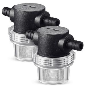 1/2 Inches Water Pump Strainer, Compatible with 3/8 Inches Hose Barb In-Line Strainer Twist-On Pipe Sprayer Filter for Water Pump 12V Direct Current 80 PSI RV Camper Marine Boat Lawn (2)