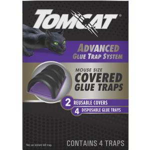 Tomcat Advanced Glue Trap System Mouse Size Covered Glue Traps with 2 Reusable Covers and 4 Disposable Glue Traps (1-Pack)