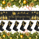 Soaoo Christmas Stocking Holder for Wall with 6 Hooks 24.4 x 5.7'' The Stockings were Hung Wood Hanging Sign Xmas Reindeer Socks Holder for Wall Xmas Decor Hooks Hangers for Fireplace(Black, Gold)