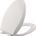 Durable Elongated Toilet Seat with Slow Soft Close - Easy to Install and Clean, Never Loosens - White, Fits Most Elongated Toilets Biscuit