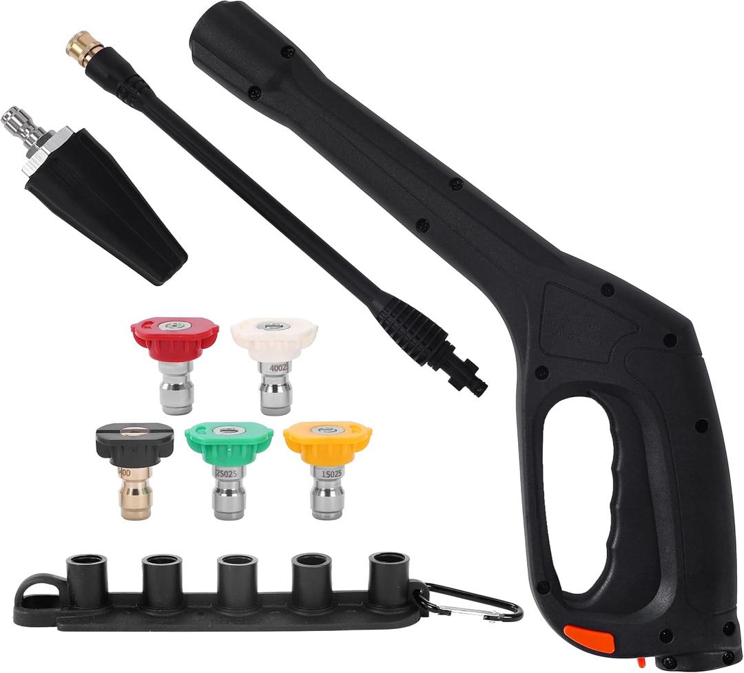 Tool Daily Pressure Washer Gun with Replacement Wand, Turbo Nozzle & 5 Spray Nozzle Tips, Compatible with Some Portland Husky Black Decker Ford Pulsar ShopForce Taskforce Powerwasher Power Washer