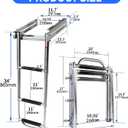 3-4 Step Ladder Under Platform Slide Mount Boat Boarding Ladder, Telescoping Ladder with a Carry Handle and Mounting Screws, Press-Type Spring Latch (3 Steps)