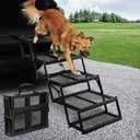 DGSL Dog Ramp for Car, Extra Wide 4 Steps Dog Stairs for Truck, Folding Steps for Dogs with Non-Slip Surface, Pet Loader Dog Steps for Large Dog, SUV, Side Door and Bed (Mesh, 16.9In-4 Steps)