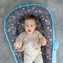 Beeezy Buddies Baby Lounger (Blue/Grey, Outer Space) - for Newborns to Toddlers Between 0-24 Months + Portable + Water-Resistant + 100% Cotton