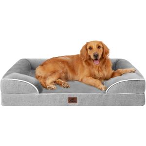 EHEYCIGA Orthopedic Dog Beds for Extra Large Dogs 44x32Inch, Waterproof Memory Foam XL Pet Bed with Sides, Non-Slip and Egg-Crate Foam Big Dog Couch Bed with Washable Removable Cover, Grey
