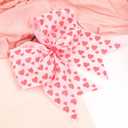 2 x Totelux Valentines Hair Bows Glitter Heart Hair Ties Pink Ribbon Hair Rubber Band Ponytail Holder Elastic Hair Band Large Bow Hair Rope for Women Valentines Day Hair Accessories