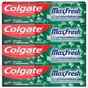 Colgate MaxFresh Clean Mint Toothpaste Pack, Fresh Breath Toothpaste with Fluoride and Hundreds of Mini Breath Strips, Leaves Mouth Feeling Refreshed for Hours, 4 Pack, 6.3 oz