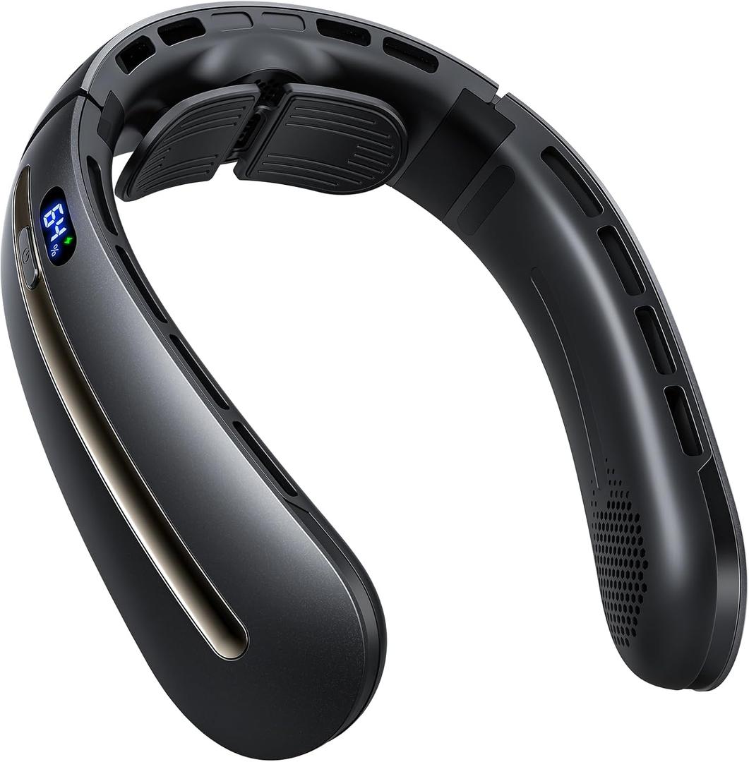 SWEETFULL Neck Fan, 3 Turbo Portable Fans with Neck Support, 4 Speed & LED Display, 5200mAh Rechargeable Personal Fan, Hand-Free Wearable Bladeless Cooler, Gift for Travel Birthday, Men, Women (Black) SWEETFULL Neck Fan, 3 Turbo Portable Fans with Neck Support, 4 Speed & LED Display, 5200mAh Rechargeable Personal Fan, Hand-Free Wearable Bladeless Cooler, Gift for Travel Birthday, Men, Women (Black)