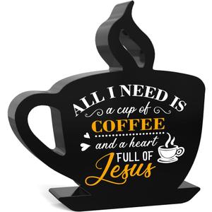 Coffee Bar DecorAll I Need Is A Cup of Coffee,Rustic Farmhouse Decor,Gift for Home Kitchen Tabletop Office Decorations,Farmhouse Decorations for Bar Station 5x5 Inch