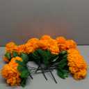 Tigeen 7 Bundles Marigold Flowers Bulk Day of The Dead Artificial Faux Flower with Stem Dia De Los Muertos Decorations for Halloween Diwali Garland Wreath Wedding Party Home(Orange)