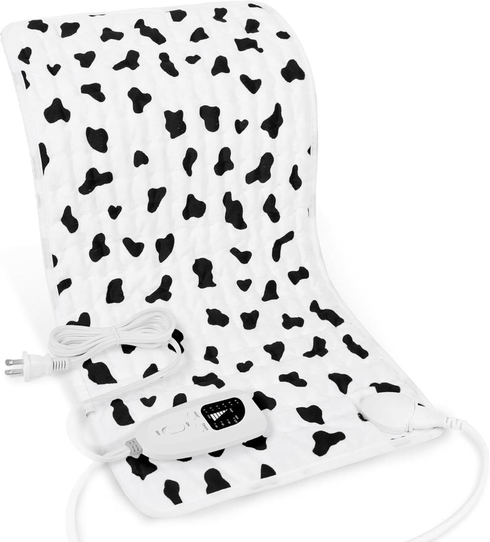 Deepsoon Heating Pad,Electric Heating Pads for Back,Neck,Abdomen,Moist Heating Pad for Shoulder,Knee,Arms,Legs,Dry/Moist Heat & Auto Shut Off,Birthday Gifts for Men and Women,White Black,24x12 Inch