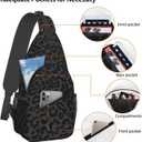 Leopard Print Crossbody Sling Bags Abstract Spotted Fur Cheetah Print Sling Backpack for Women Men Casual Shoulder Bag Cute Black Panther Animal Skin Texture Travel Sports Hiking Daypack