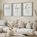 Houmury Set of 3 Framed Farmhouse Bible Verses Wall Decor Sign 11x14 Christian Faith Scripture Wall Art for Home Living Room Bedroom Wall Decor (11"x14" Grey)