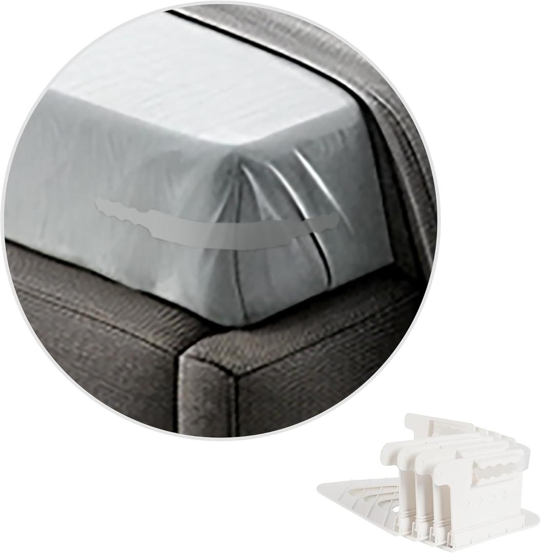 Universal Bed Sheet Holder with Lock Strip - Fitted Sheet Straps to Keep Sheets Firm & Tight, Easy-Install Bed Sheet Rack for All Mattress Sizes (White)