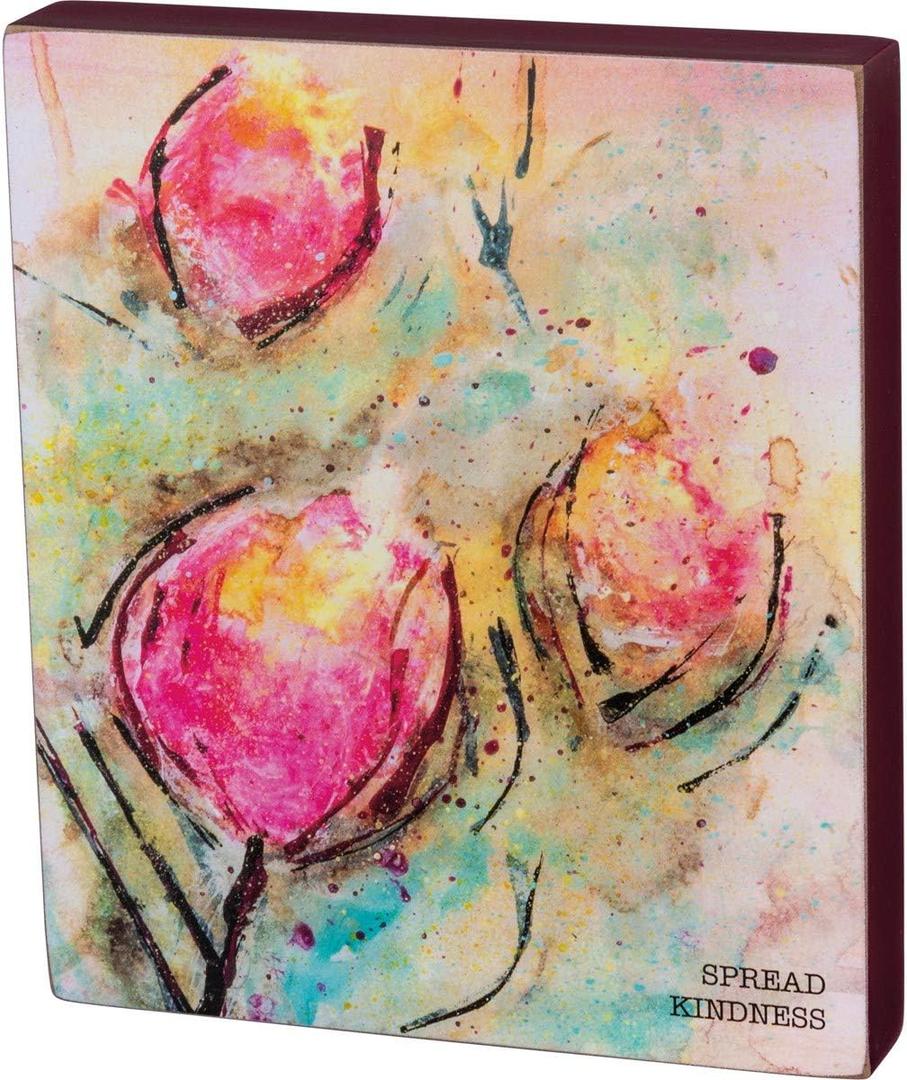 Primitives by Kathy Friendship Heart Gallery Block Sign, 6" x 7", Spread Kindness