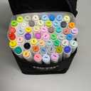 Alcohol Markers Brush and Fine Tip 50 Colors Dual Tips Art Marker Set Alcohol-based Sketch Pens with Carrying CaseNon-Bleeding Pad for Art Enthusiast Adults Coloring Illustration