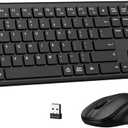 Wireless Keyboard and Mouse Combo, Full-Size Silent Ergonomic Keyboard and Mouse, Sleep Mode, Long Battery Life, 2.4G Lag-Free Cordless Mice Keyboard Set for Computer, Laptop, PC, Mac, Windows (Black)