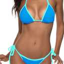 Suvimuga Women Two Piece Swimsuit Sexy Swimwear Halter String Triangle Bikini Sets  (Small, Green)