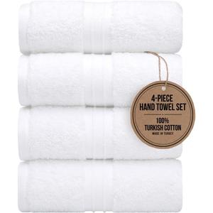 Cotoniche Hand Towels 4 Pack - Soft & Cozy, Large (16"x 28") Cute, Soft, Decorative - Versatile, Perfect as Hand Towels for Bathroom, Gym, Hotel, Spa Towels - White