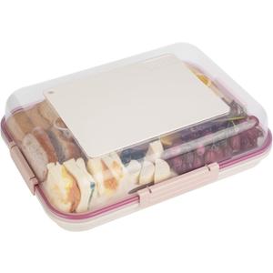 Food Storage Container with Cutting Board Lid, Snack Tray with Ice Pack Compartment & Removable Divider (Cream)