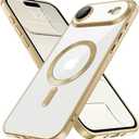Hython Magnetic Clear for iPhone Air Case with Camera Lens Protector [Compatible with MagSafe] Luxury Plating Edge Slim Soft TPU Cover Protective Phone Case for iPhone Air 6.5", Matte Gold