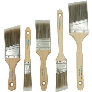 2 x Pro Grade, Paint Brushes, 5-Piece, Paint Brush Set: Flat & Angle Brushes for Latex and Oil Paints, Stains, Interior & Exterior Home Improvement