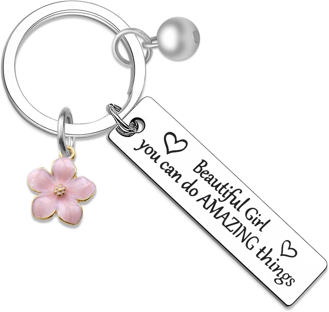 Inspirational Keychain for Women Confirmation Gifts for Teen Girls Motivational Friendship Gift for Besties Daughter Niece Sister Mothers Day Easter Birthday Graduation Present for Her