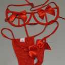 Sexy Womens Exotic Lingerie Sets, Bow Tie Hot Cute Teddy 2 Piece Lingerie Set Holiday Lingerie (Large, Red)