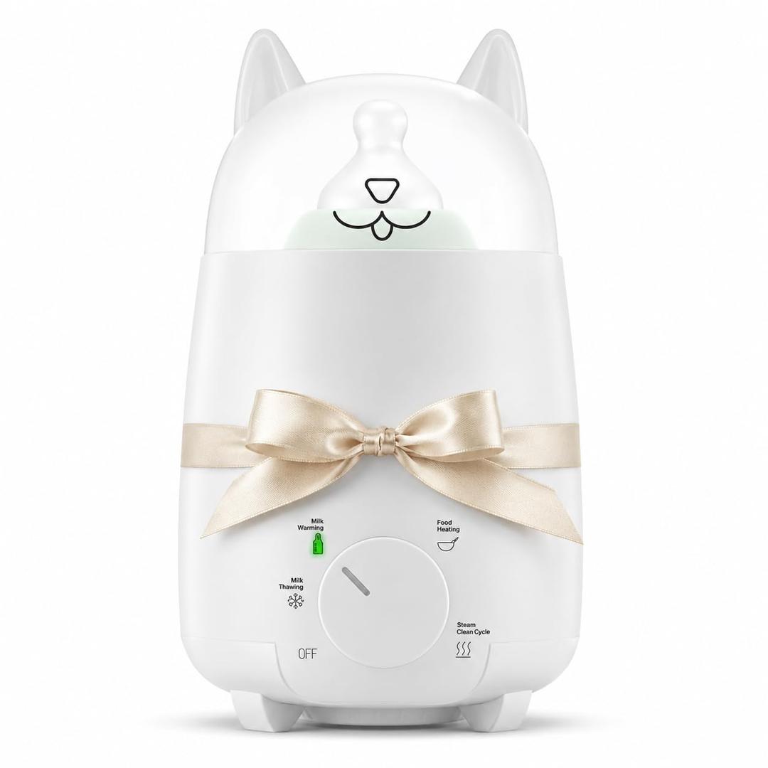 Baby Bottle Warmer for Breastmilk and Formula, 8-in-1 Defroster, Baby Food Heater, Steam Care Cycle, BPA-Free PP, CPSIA-Tested, 24H Keep Warm, Night Light, Auto Shut-Off