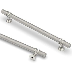 Asidrama 6 Pack 10 Inch(254mm) Knurled Brushed Satin Nickel Kitchen Cabinet Handles, Cabinet Pulls Kitchen Cabinet Hardware Cupboard Handles Drawer Pulls (10" Hole Center)