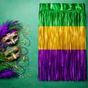 2 Pack 29x108 Inch Mardi Gras Table Skirts Metallic Foil Fringe Table Skirts for Wedding,Birthday, Mardi Gras Decorations (2 Ps)