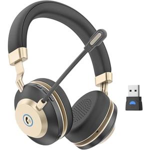 Earbay Bluetooth Headset, V5.3 Wireless Headset with Microphone Noise Canceling & 45H Work Time, Wireless Headphones with Mic Mute & USB Dongle for PC/Phone/Office/Call/Teams/Zoom/Work