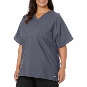 Landau Essentials Unisex Relaxed Fit 1-Pocket V-Neck Scrub Top 7502 Steel Grey Large