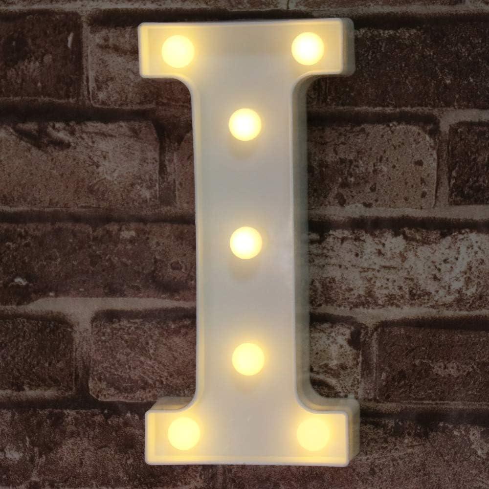 Pooqla LED Marquee Letter Lights Sign, Light Up Alphabet Letter for Home Party Wedding Decoration I (Letter I, Warm White)
