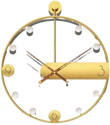 Gold Round Metal Wall Clock, Battery Operated Silent Crystal Decorative Clock for Living Room Decoration, 20 Inch for Living Room, Bedroom and Office
