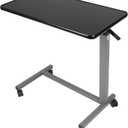 Vaunn Medical Adjustable Overbed Bedside Table with Wheels (Hospital and Home Use) Black